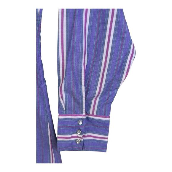 Wrangler Western Shirt Men's Purple Pink Pearl Snap Plaid Button Long Size LT - Picture 4 of 12
